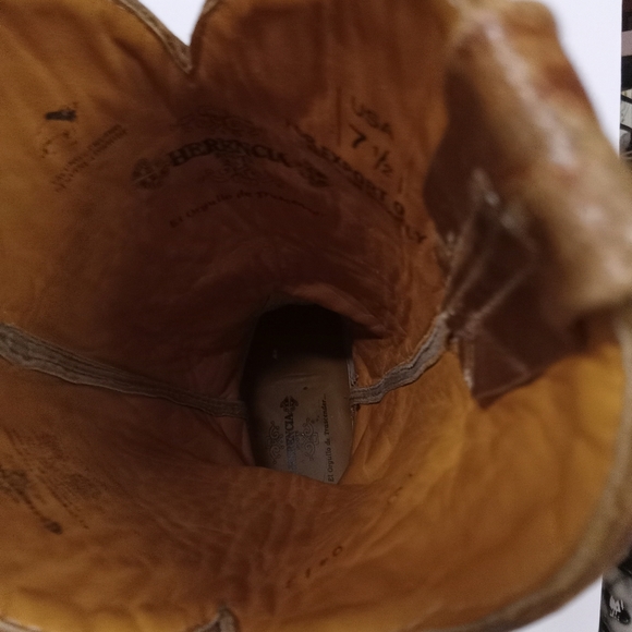 Herencia Cowgirl Boots Leather Size 7.5Tan & Brown Leather will NEED boot TIPS - Picture 12 of 12